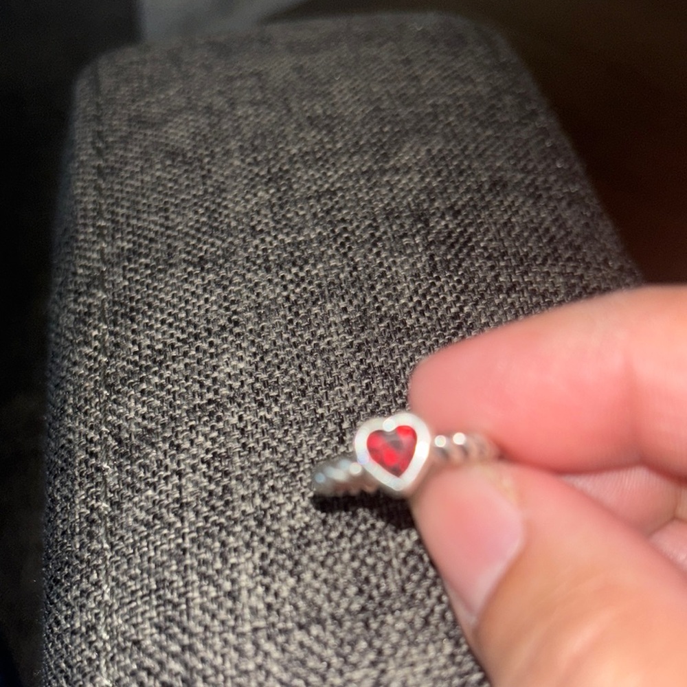 James Avery Silver Red twisted heart ring